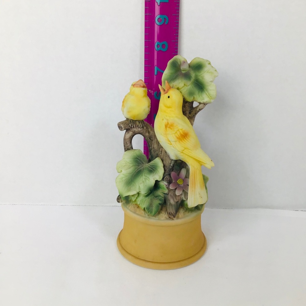 Shafford Porcelain Bisque Yellow Birds Music Box